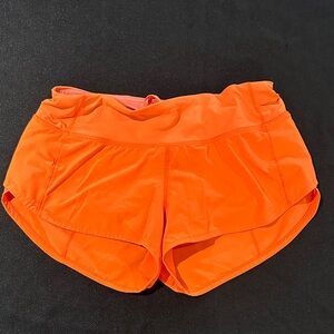 Lululemon Athletica Neon Orange Speed Up Shorts